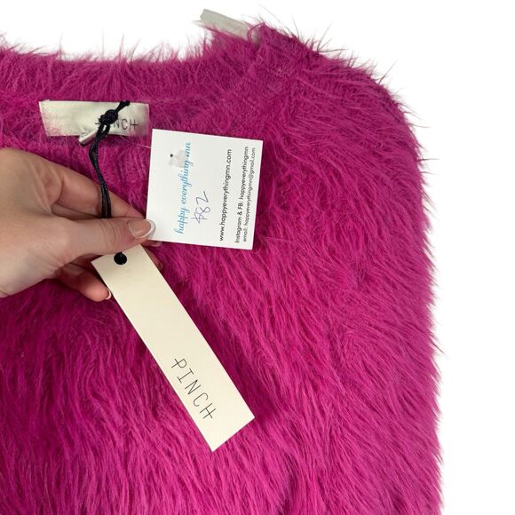 Pinch Pink Eyelash Crop Sweater Preppy Casual Stretch NWT Womens Size Medium - Picture 3 of 5